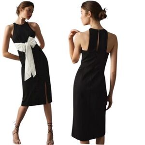 NWT Anthropologie Maeve Black and White Bow-Front Dress Size M